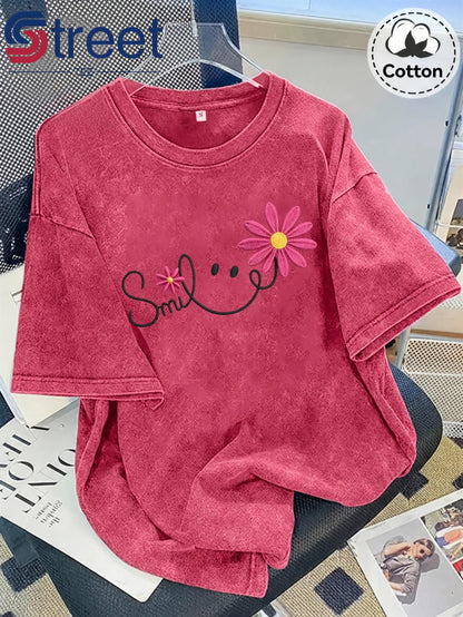 Women's Rose Red Printed Oversized Blouse - product view 3