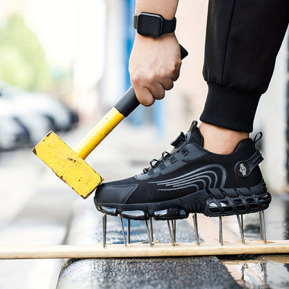 Men & Women Breathable Steel Toe Safety Shoes, Designed with Anti-Collision Anti-Puncture Non-Slip Sole, Lightweight Fabric Upper All-Season Work Footwear for Warehouse Factory Construction Site Outdoor Activities.Protective Footwear/Security Shoes.