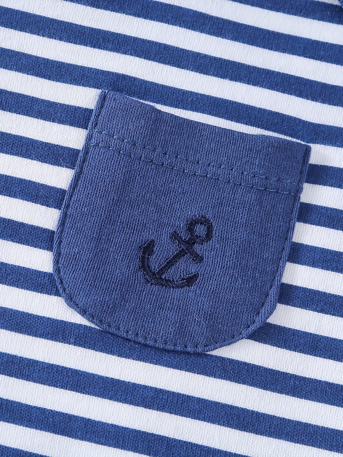 5pcs Set of Baby Boys' Short Sleeved Cartoon Triangle Jumpsuit, Ha Yi, Baby Boys' Ocean Boat Anchor Casual Crawling Suit, for Outdoor