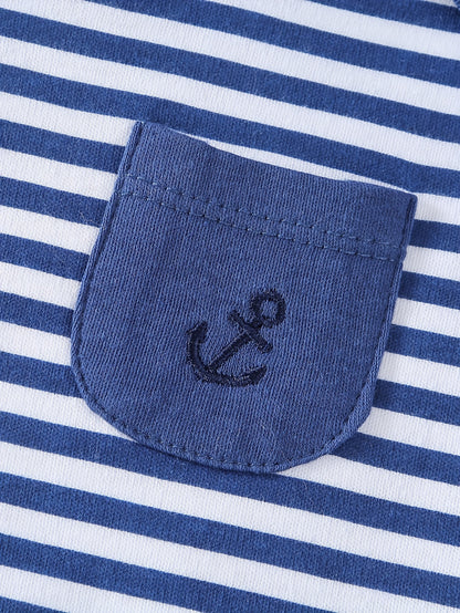 5pcs Set of Baby Boys' Short Sleeved Cartoon Triangle Jumpsuit, Ha Yi, Baby Boys' Ocean Boat Anchor Casual Crawling Suit, for Outdoor