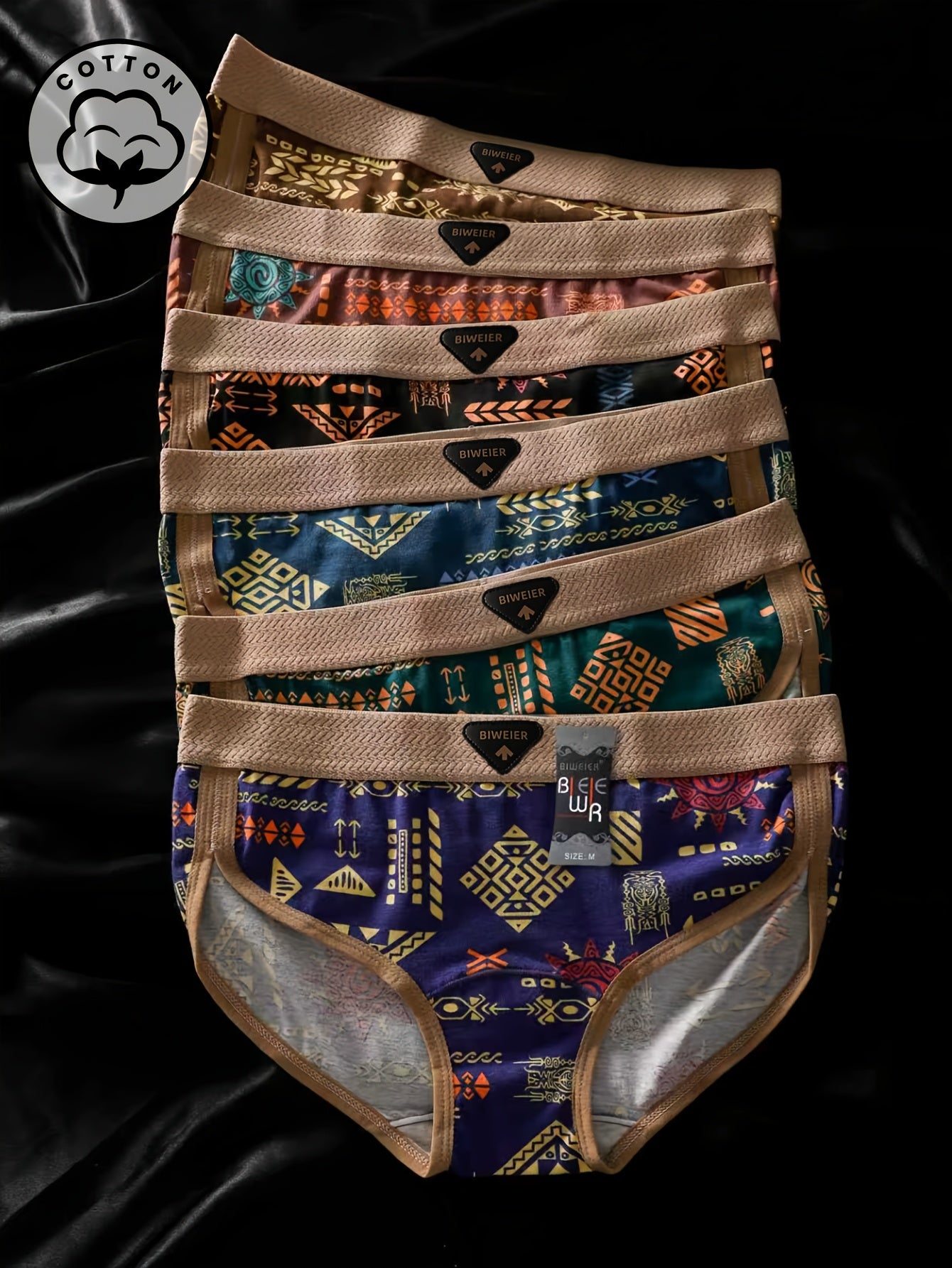 Set of 6 BIWEIER Women'S Stylish Printed Panties, Featuring a High-End And Lightweight Luxury Design, Offering Softness And Comfort, with a Fashionable Retro Style, Ideal for Casual Sports And Home Wear for Women, Perfect As a Valentine'S Day Presen