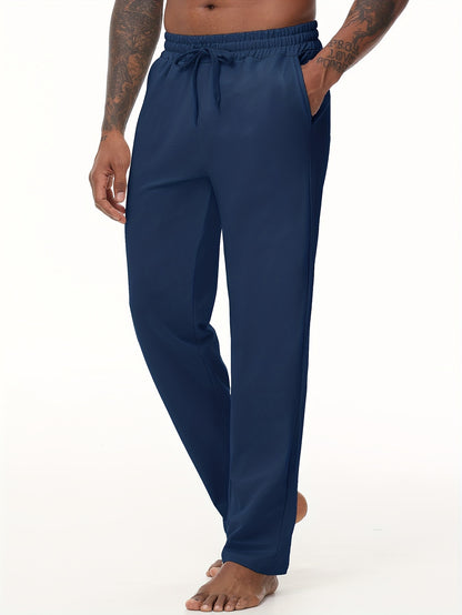 EXARUS Men'S Yoga Sweatpants Set - 2pcs, Athletic Lounge Pants with Open Bottom Straight Leg And Pockets