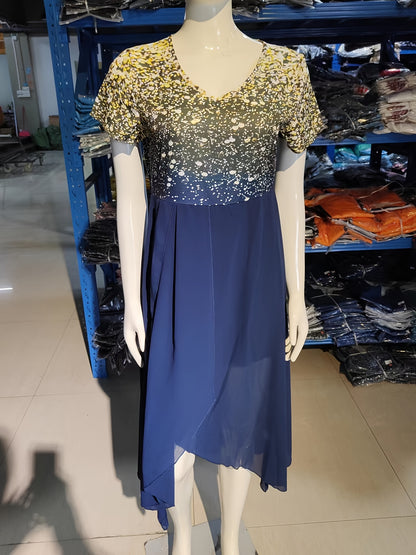 2025 European And American Summer New Women'S Dress Urban Leisure Fashion Chiffon Splicing Women'S Dress