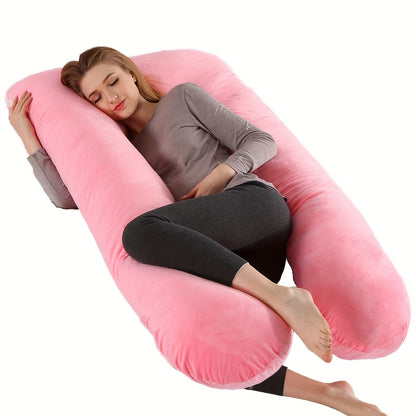 43-Inch Cooling J-Shaped Pregnancy Pillow - Washable Cooling Velvet Cover