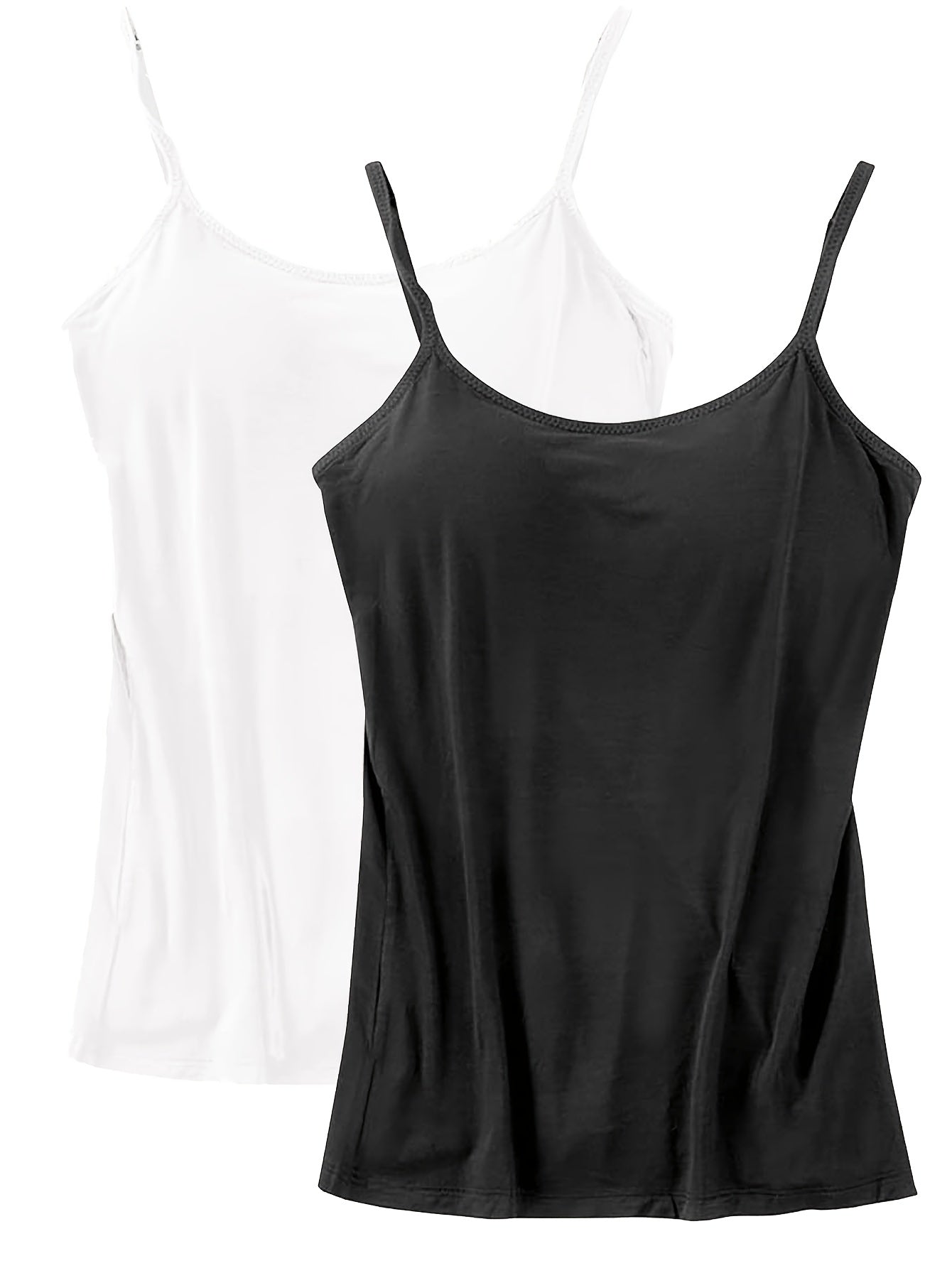Ladies' Tank Top Featuring an Integrated Bra - Padded Camisole For, Highly Elastic Spaghetti Straps with Adjustable Breathable Straps Available in Sizes S to XL
