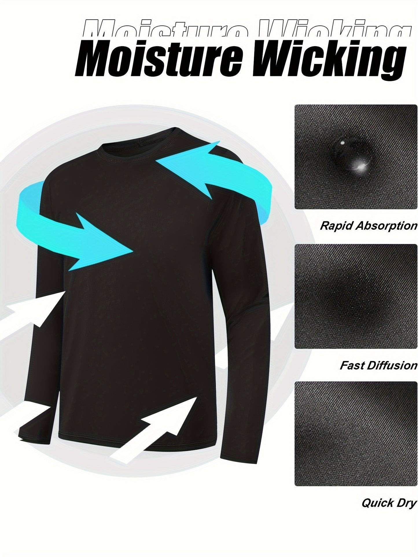 5pcs Men'S Sports And Leisure Long Sleeved T-shirt, Multi-color Basic Style, Breathable Quick Drying Solid Color Round Neck Sports Top