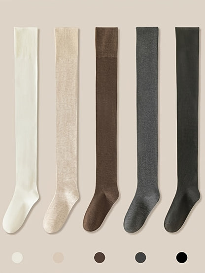2026 New Style 5 Pairs Spring Summer Over The Knee Socks Soft Anti Slip High Thigh Socks Suitable for Cycling Travel Outdoor Activities Unisex