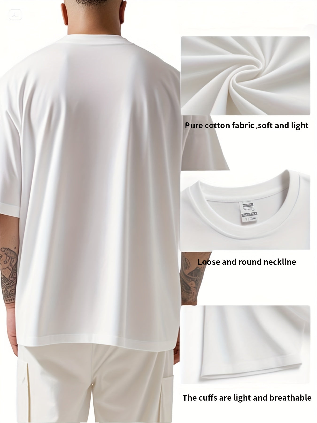 Men's Plus Size T-Shirt - American Dream & Faith Theme, Geometric Graphic Print, Casual Crew Neck, Short Sleeve, Regular Fit, Ideal for Summer Trips & Casual Attire, Great Gift for Boyfriend | USA Journey Inspired Tee | Sleek Finish, PLUS SIZ, Vacation Ou