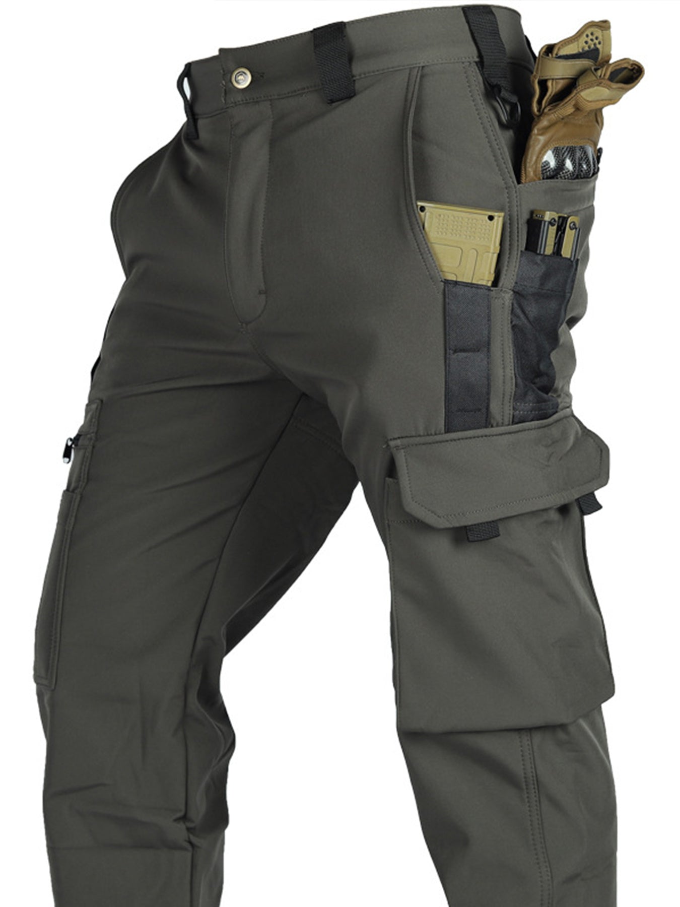 Men's Heavy-Duty Tactical Winter Pants - Thickened Insulated Work Pants with Multi-Pocket Design, MOLLE System Compatible for Hiking, Hunting, Construction - All-Season Outdoor Pants, Winter Work Pants for Men, Mens Winter Pants, Baggy Snow Pants