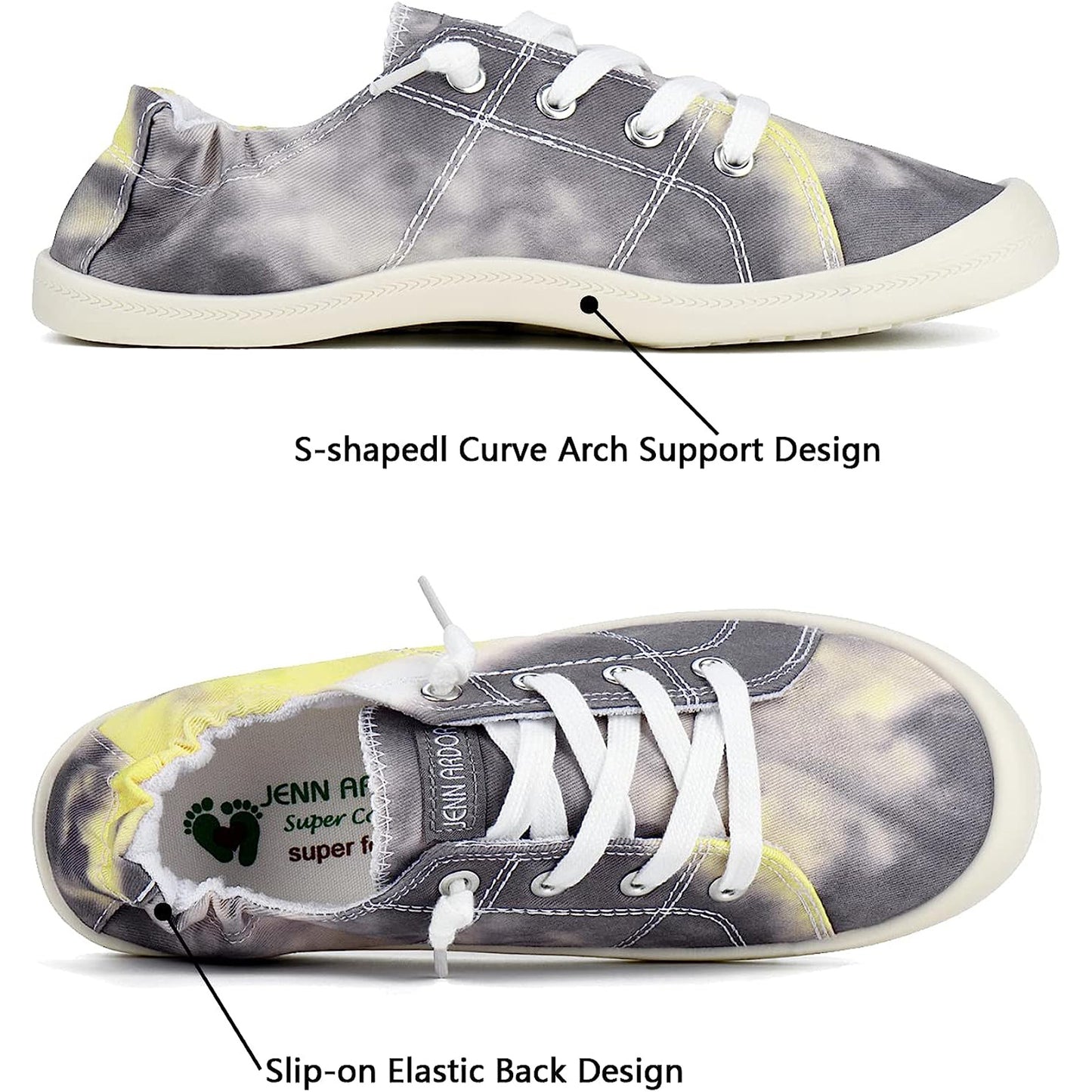 Tie-Dye Low Top Canvas Sneakers For Women Slip On Lace Up Flats