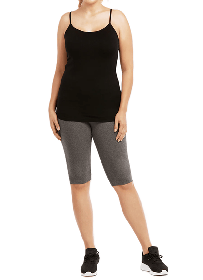 LADIES PLUS SIZE COTTON LEGGING SHORTS 21 INCH OUTSEAM, KNEE LENGTH