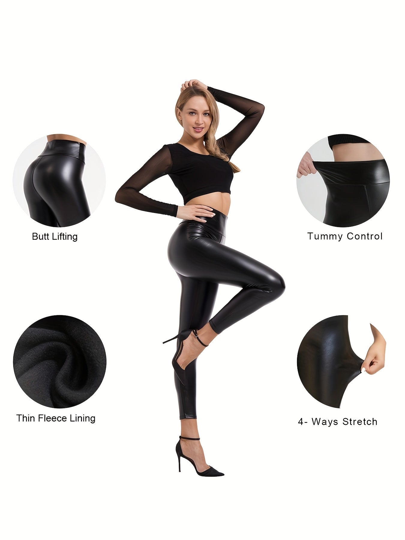 Women's High Waist Black Leggings - Stretchy, Slim Fit, Elastic Waistband, Long Length, Machine Washable, Perfect for Evening Outfits & Date Nights, High Waisted Leggings