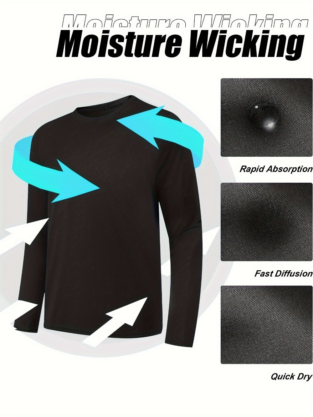 Men's Performance T-Shirt - Round Neck Long Sleeve Modern Style