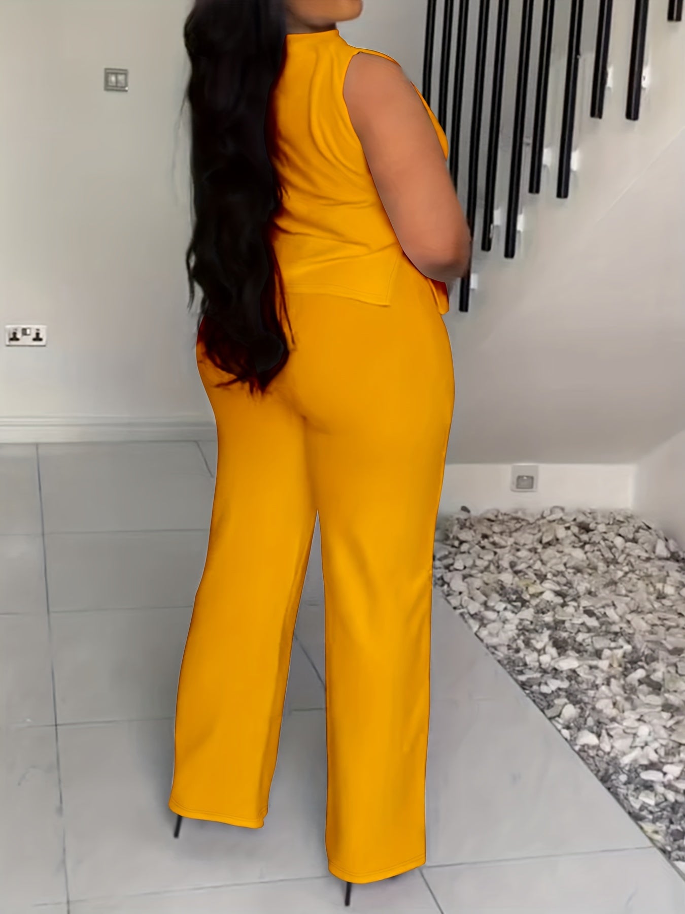 Women's Green Polyester Sleeveless Wide-Leg Pants - product view 26