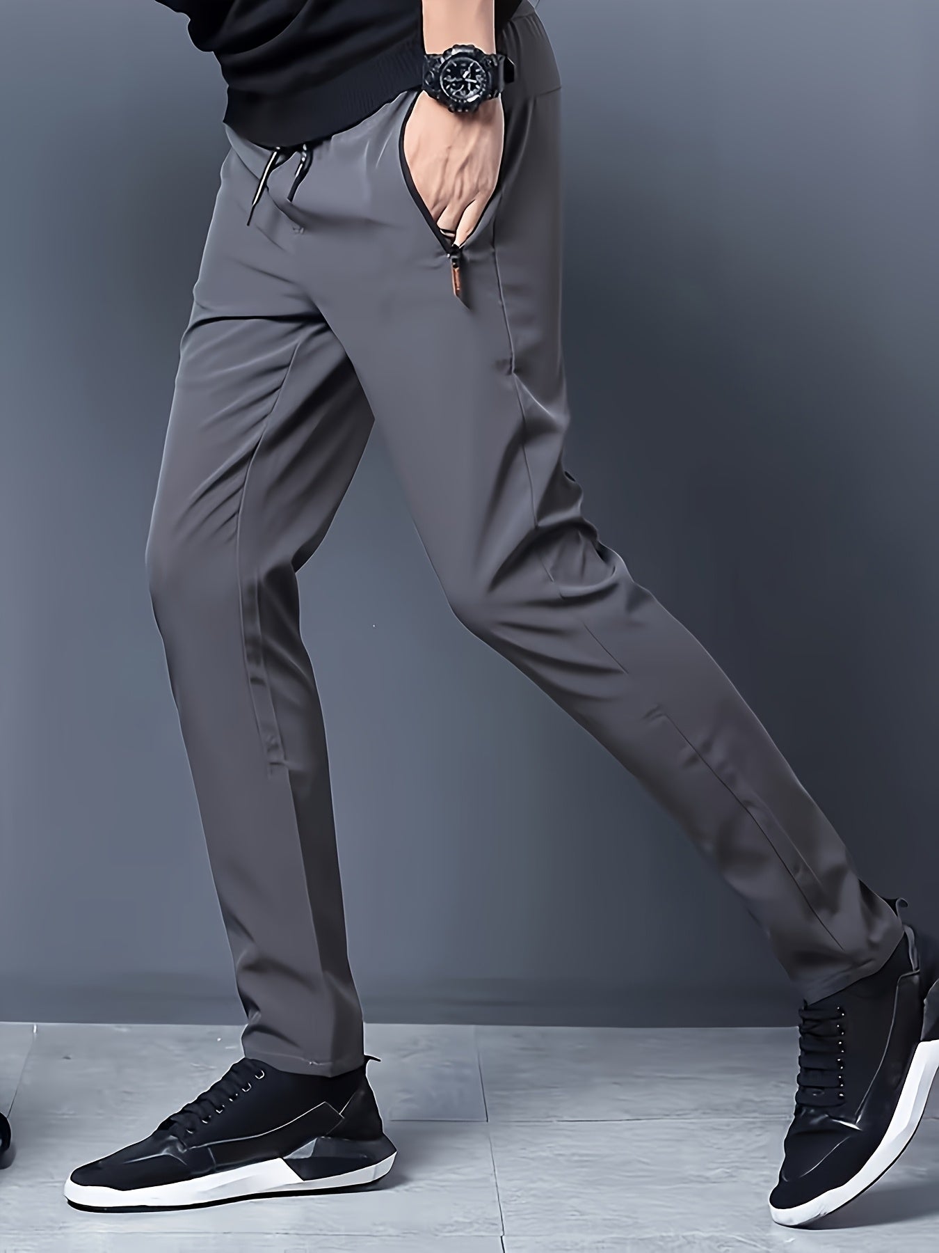3pcs Set of Men'S Jogger Pants with Zippered Pockets, Comfortable Sports Trousers Suitable for Workouts, Stylish Casual Wear Suitable for an Active Lifestyle