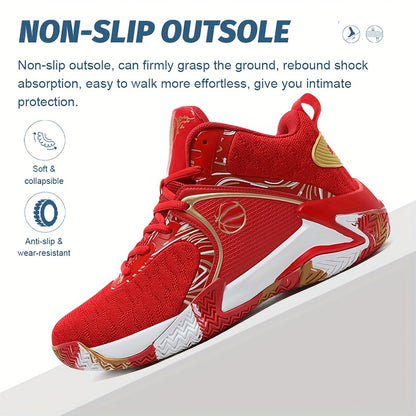 Sneakers, Men's High-top Basketball Shoes, Lightweight And Breathable Sports Shoes, with Breathable Mesh Upper And Laced Closure, Suitable for Professional And Casual Games, Basketball Training, Running And Walking, And for Outdoor Wear Throughout