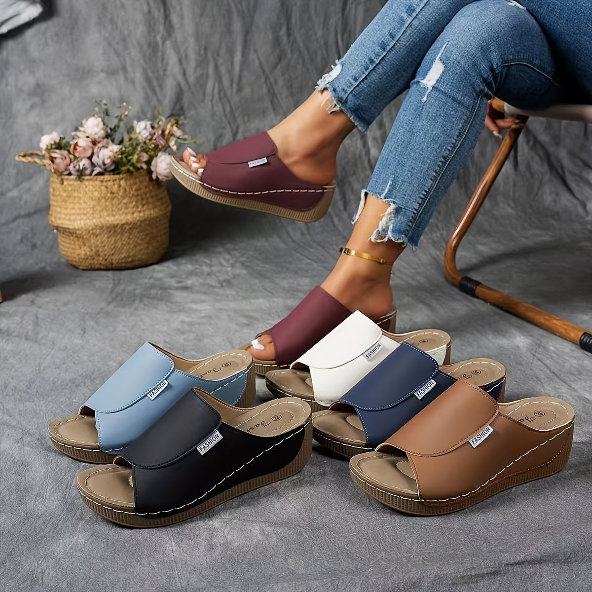 Lady Elegant Comfort Arch Support Sandals - Lady Solid Color Sandals - Breathable, Soft Sole, Fashionable, Versatile, Daily Wear, Casual Terrace, Elegant, Lightweight Summer Fashion Heeled Sandals