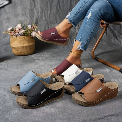 Lady Elegant Comfort Arch Support Sandals - Lady Solid Color Sandals - Breathable, Soft Sole, Fashionable, Versatile, Daily Wear, Casual Terrace, Elegant, Lightweight Summer Fashion Heeled Sandals