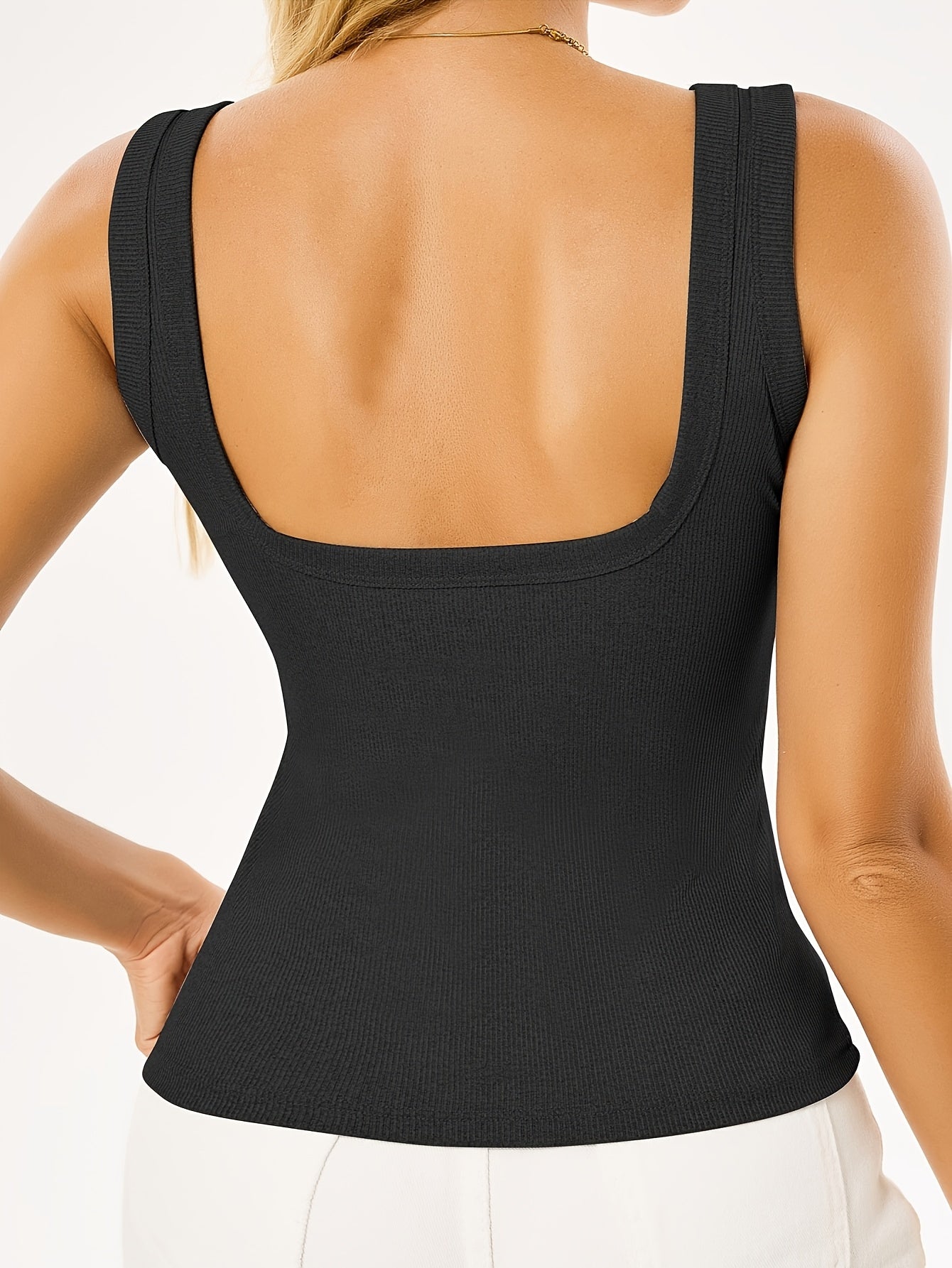 2pcs Seamless U-back Textured Vests with Built-in Bra Design, Solid Color Slim-fit Basic Style, Suitable for Year-round Layering, Versatile from Underwear to Outerwear