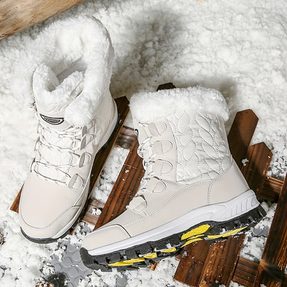 Winter Women'S Outdoor Snow Boots, Anti-cold Warm Padded High Top Boots, Non-slip Comfortable Hiking Boots