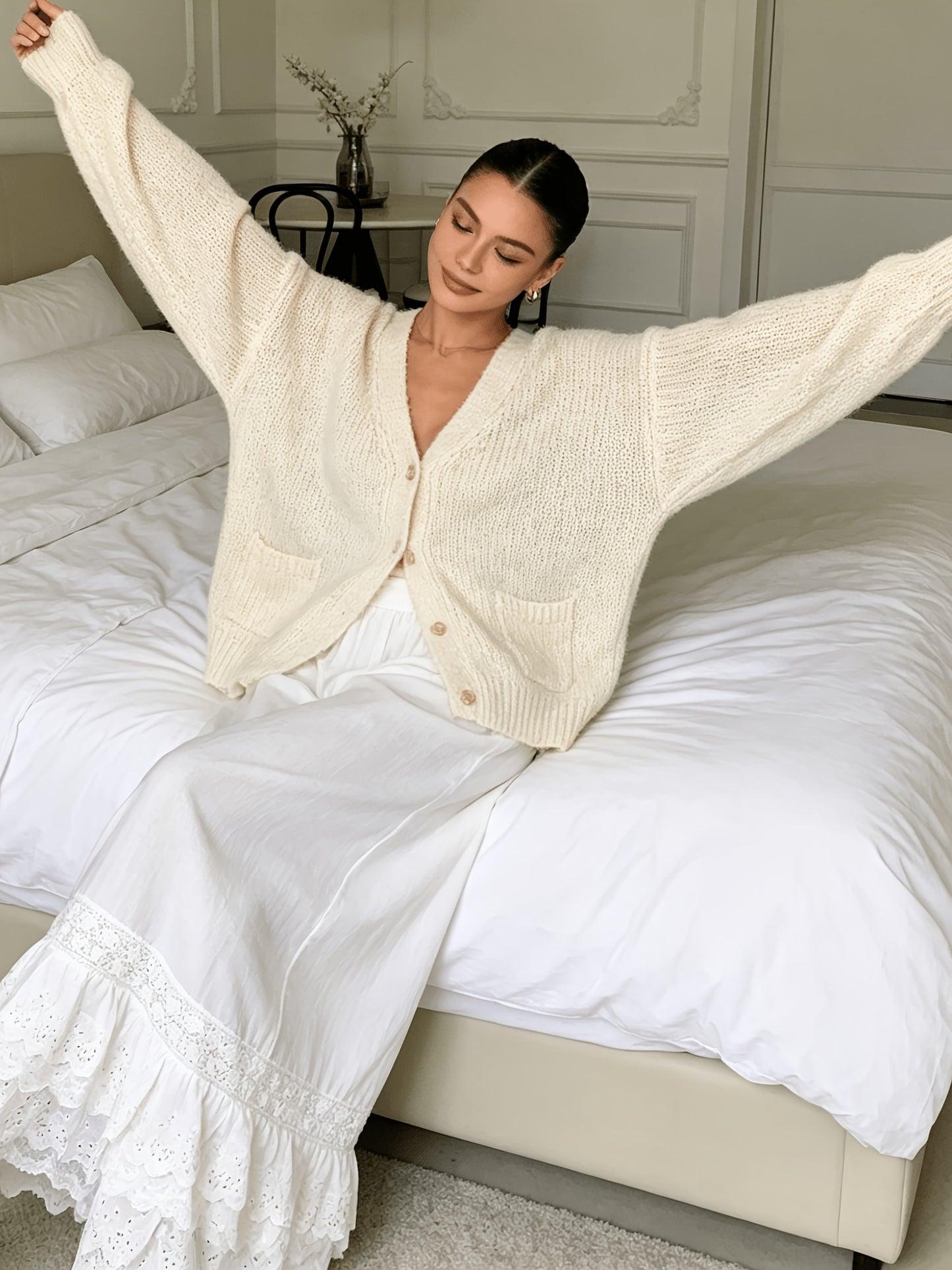 1pc Pants - Women's Large Size Spring And Summer New Sweet Four Layers Of Lace Stacking Bottoms Liner Pants Wide-legged Dress Pants, Super Suitable for Wearing As The Bottom Of The Skirt, Soft And Comfortable Pajama Pants