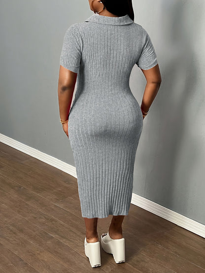 [Sexy Bodycon Dress] Sexy Summer Bodycon Dress | Women's Neck Casual Short Sleeve Basic Pencil Midi Club Dresses