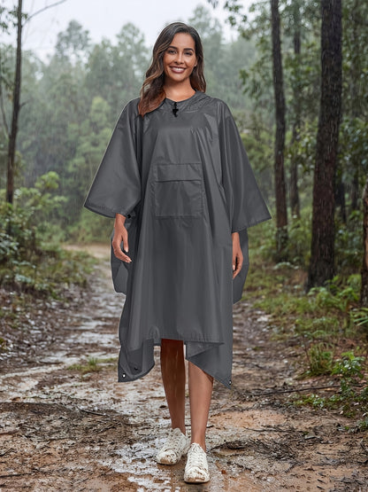 3-In-1 High Quality Hooded Rain Poncho with Side Pockets - Durable Polyester, Windproof for Outdoor Activities Like Camping, Hiking & Cycling