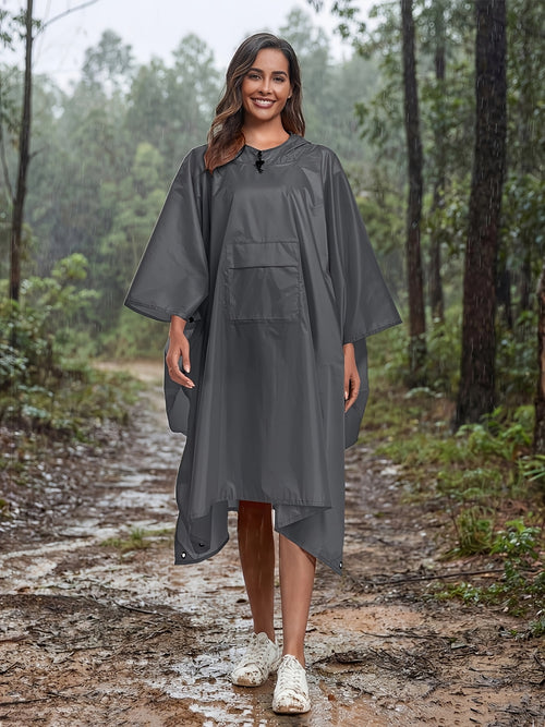 3-In-1 High Quality Hooded Rain Poncho with Side Pockets - Durable Polyester, Windproof for Outdoor Activities Like Camping, Hiking & Cycling