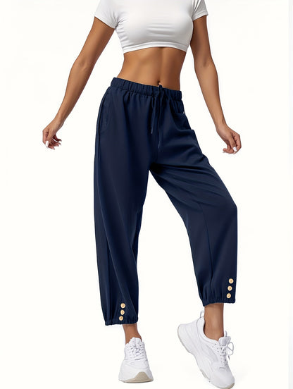 The 2026 New 3pcs Loose High-waisted Button- Pants, 9-inch Pants, Wide-leg Pants, Unisex Style With Pockets, Convenient For Going Out. Casual Trousers, With A Loose-fitting Waist