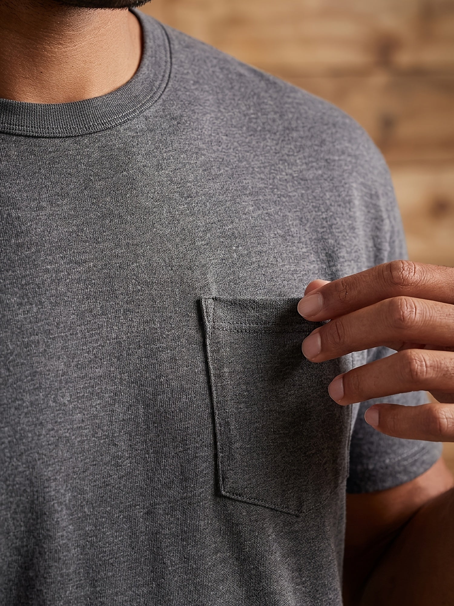 5pcs Men Unisex 100 Cotton Pocket T Shirts Short Sleeve Crew Neck Loose Fit Solid - product view 8