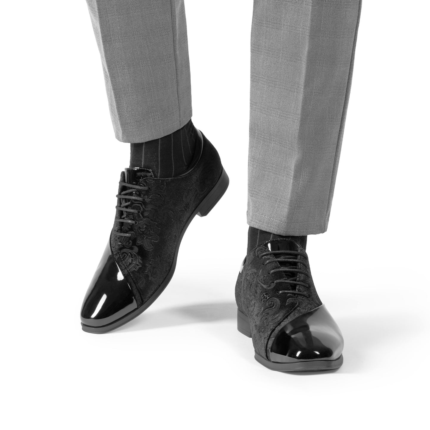 Men's formal tuxedo shoes classic patent velvet lace-up formal oxford shoes for wedding dresses