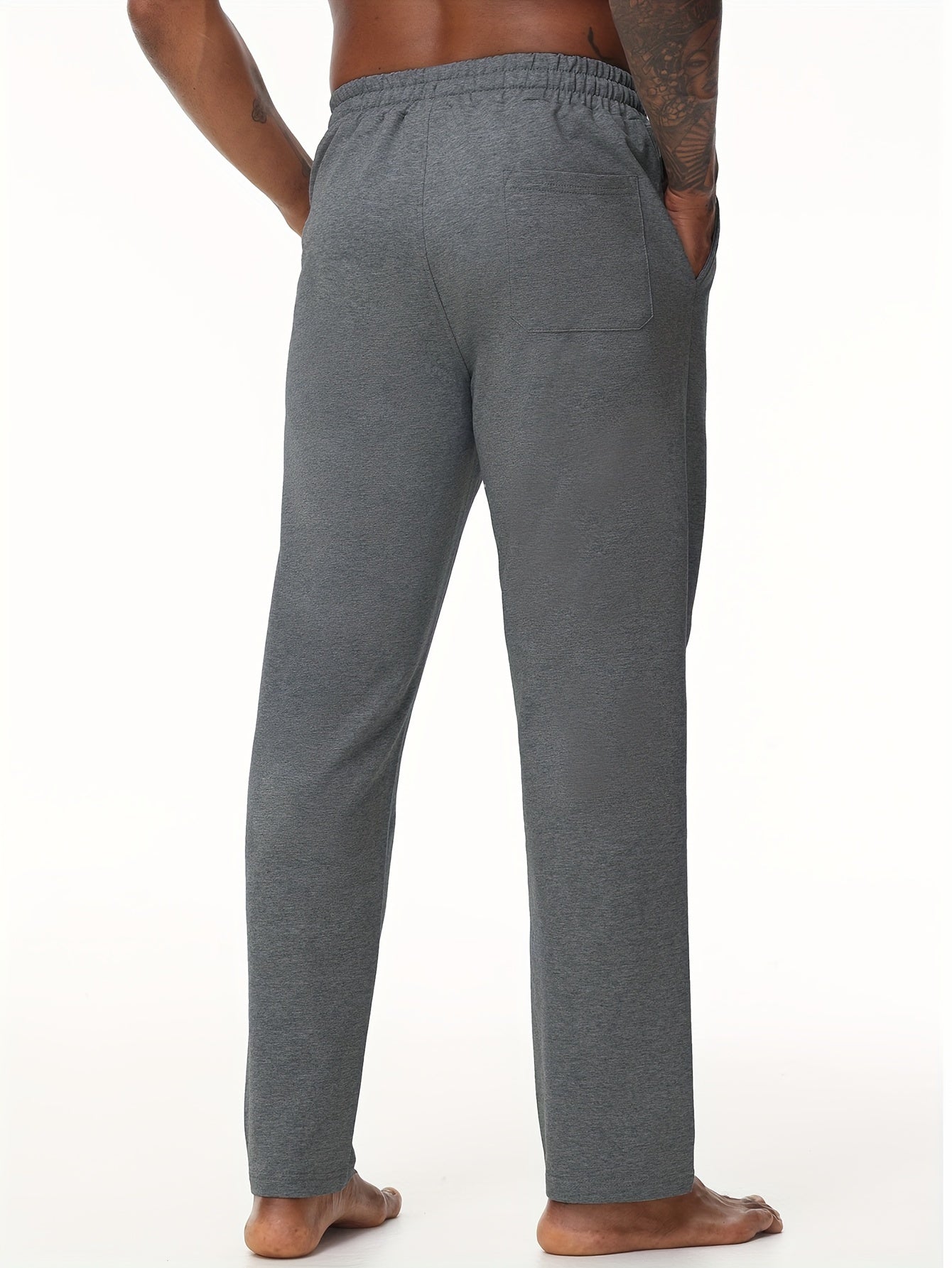 EXARUS Men'S Yoga Sweatpants Set - 2pcs, Athletic Lounge Pants with Open Bottom Straight Leg And Pockets