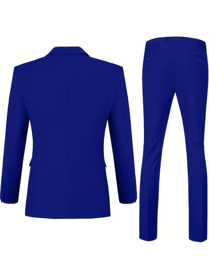 Men's Suits for Men, Trajes Para Hombres Elegantes - Solid Color Serge Blazer Pants Set, Slim Fit Modern Men's 2pcs Suit for Business, Formal & Graduation Events
