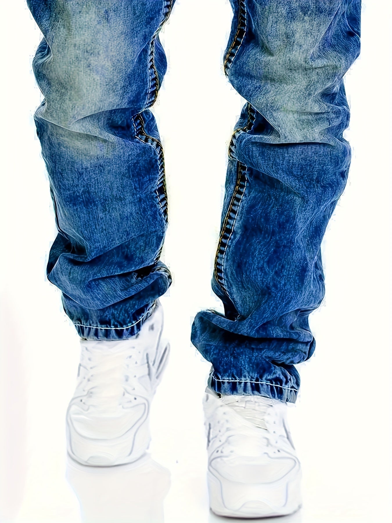 2026 American Snowflake Washed Men's Jeans, Fashionable and Versatile Straight Pants, Elastic Jeans Suitable for All Seasons, Game Day Fan Gear for Soccer and All Fans