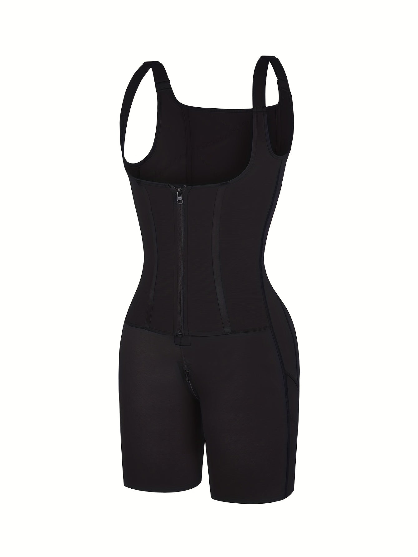 Women Plus Size Tummy Trimmer Control Shapewear Bodysuit, 2-In-1 Waist Trimmer Control Fajas Shapewear. Adjustable Hooks And Zipper Abdomen Trimmer Shapewear
