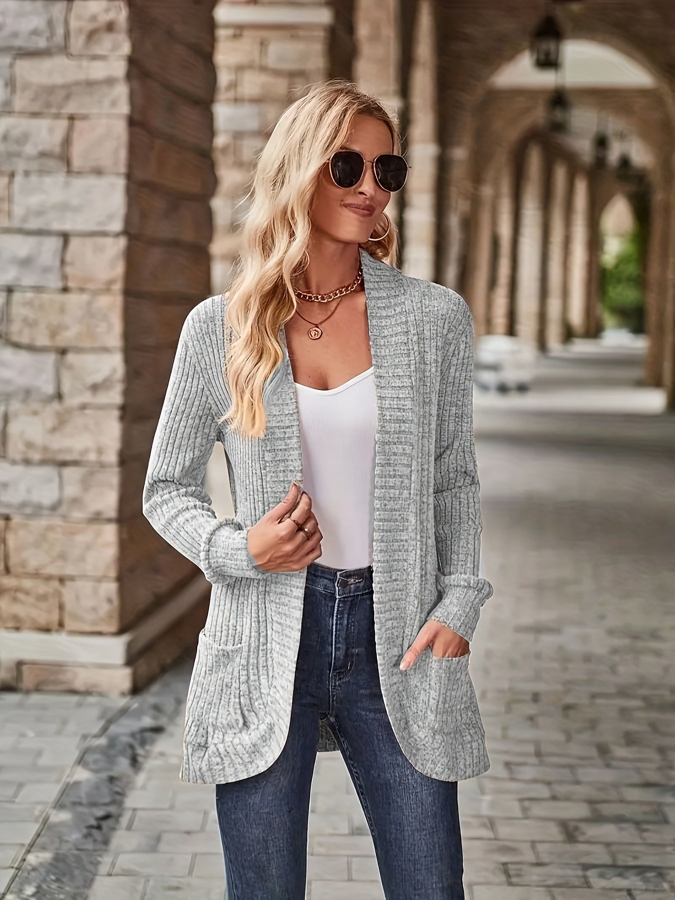 [Orientation] Elegant Orientation + Fashionable Loose Casual Solid Color Thread Pocket Splicing Long Sleeve Blouse
