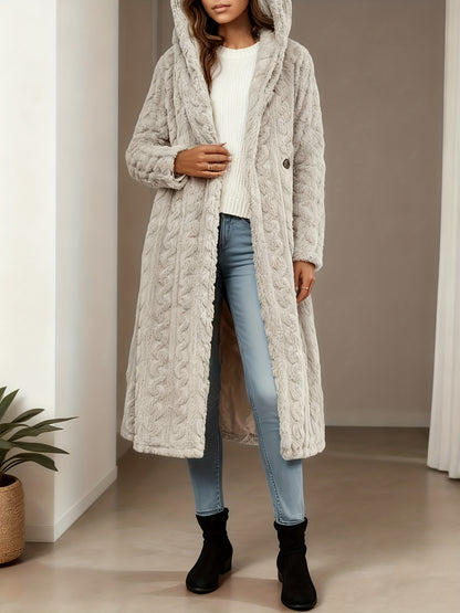 Elegant Women's Long Cardigan - Stylish Outer-Style Bathrobe, Machine Washable, All-Season Sweater, Daily Button-Up Mid-Length Coat, Structured Design, Suitable for All Seasons, Women's Lightweight and Breathable Spring/Autumn Bathrobe