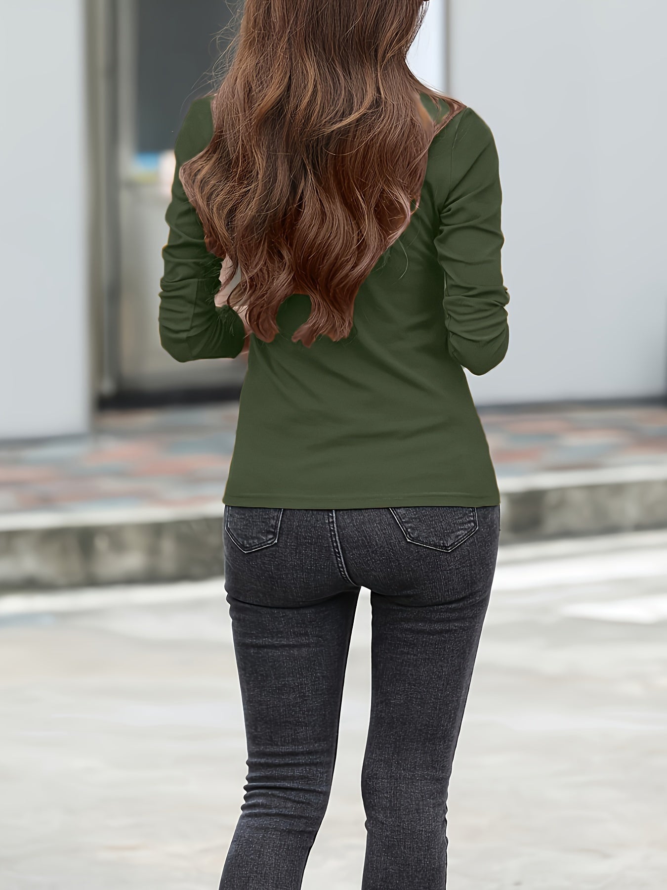 Women's Elegant Crew Neck T-Shirt, 100% Polyester Fabric, High Stretch Solid Color Top, Regular Length, 180gsm - Spring/Summer Fashion