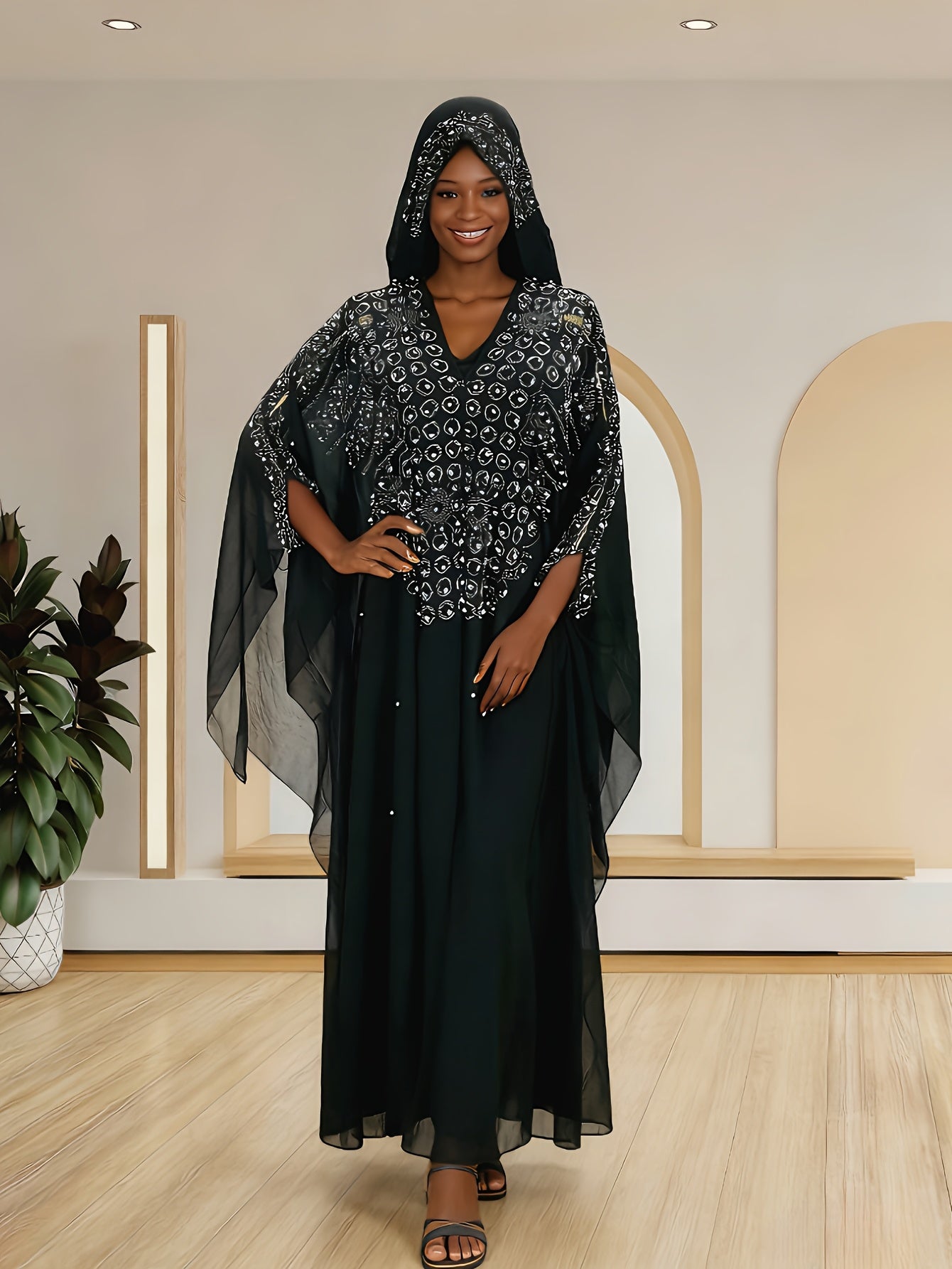 Chic Shawl Adorned with Sequins And Rhinestones for Spring - Features a Relaxed Fit, Long Sleeves, Tassel Details, And Golden Accents, Ideal for Fashion in The Middle East And Southeast Asia, a Dazzling Outfit