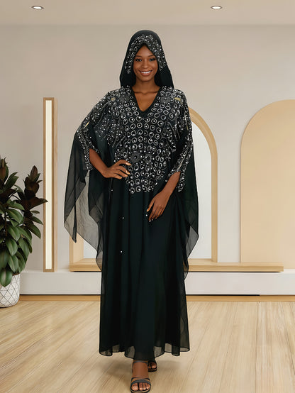 Chic Shawl Adorned with Sequins And Rhinestones for Spring - Features a Relaxed Fit, Long Sleeves, Tassel Details, And Golden Accents, Ideal for Fashion in The Middle East And Southeast Asia, a Dazzling Outfit