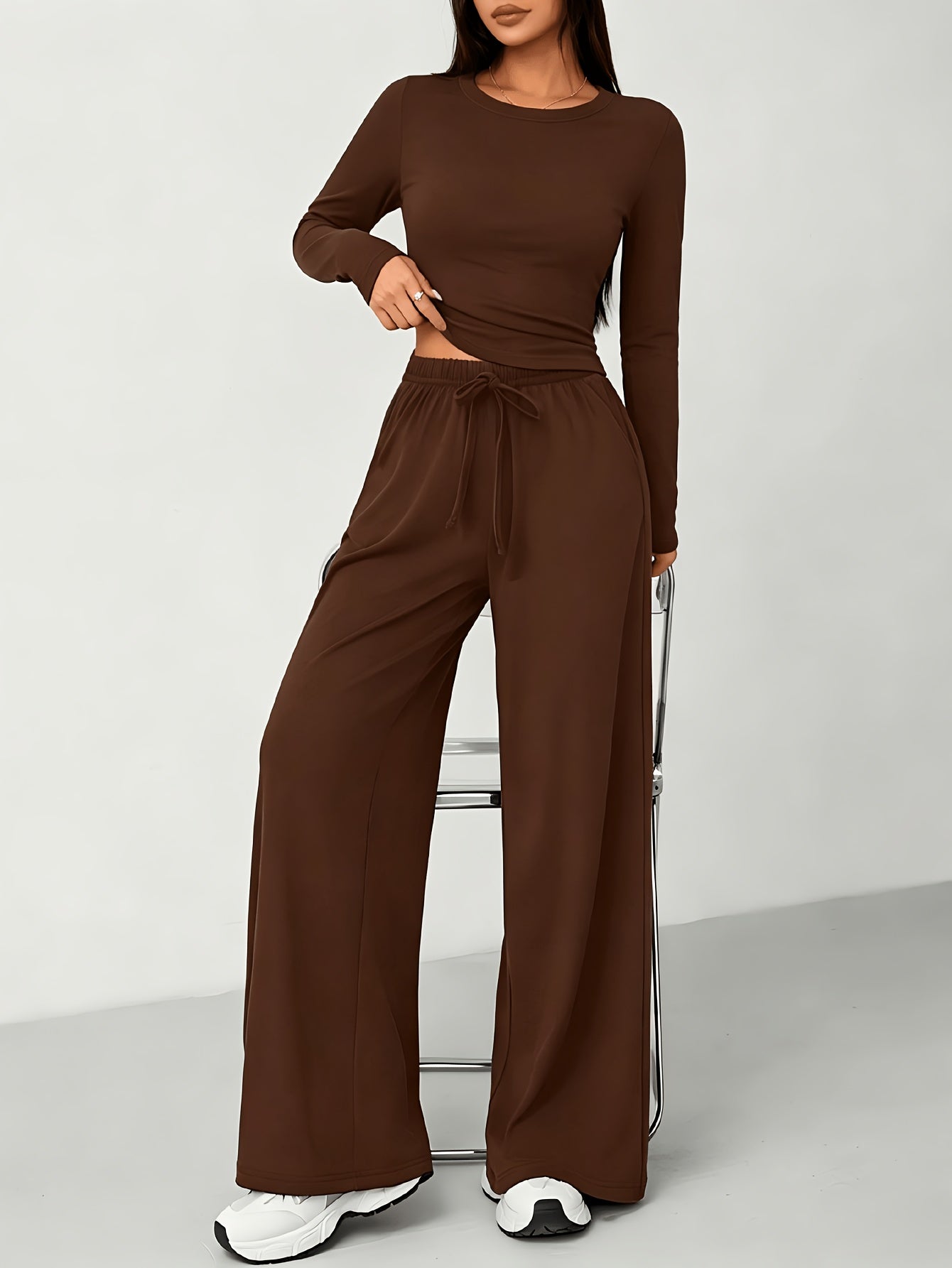2026 [Elegant Direction]Relaxed And Sophisticated Fashion Casual Outfit, Pants + Fitted Long Sleeves