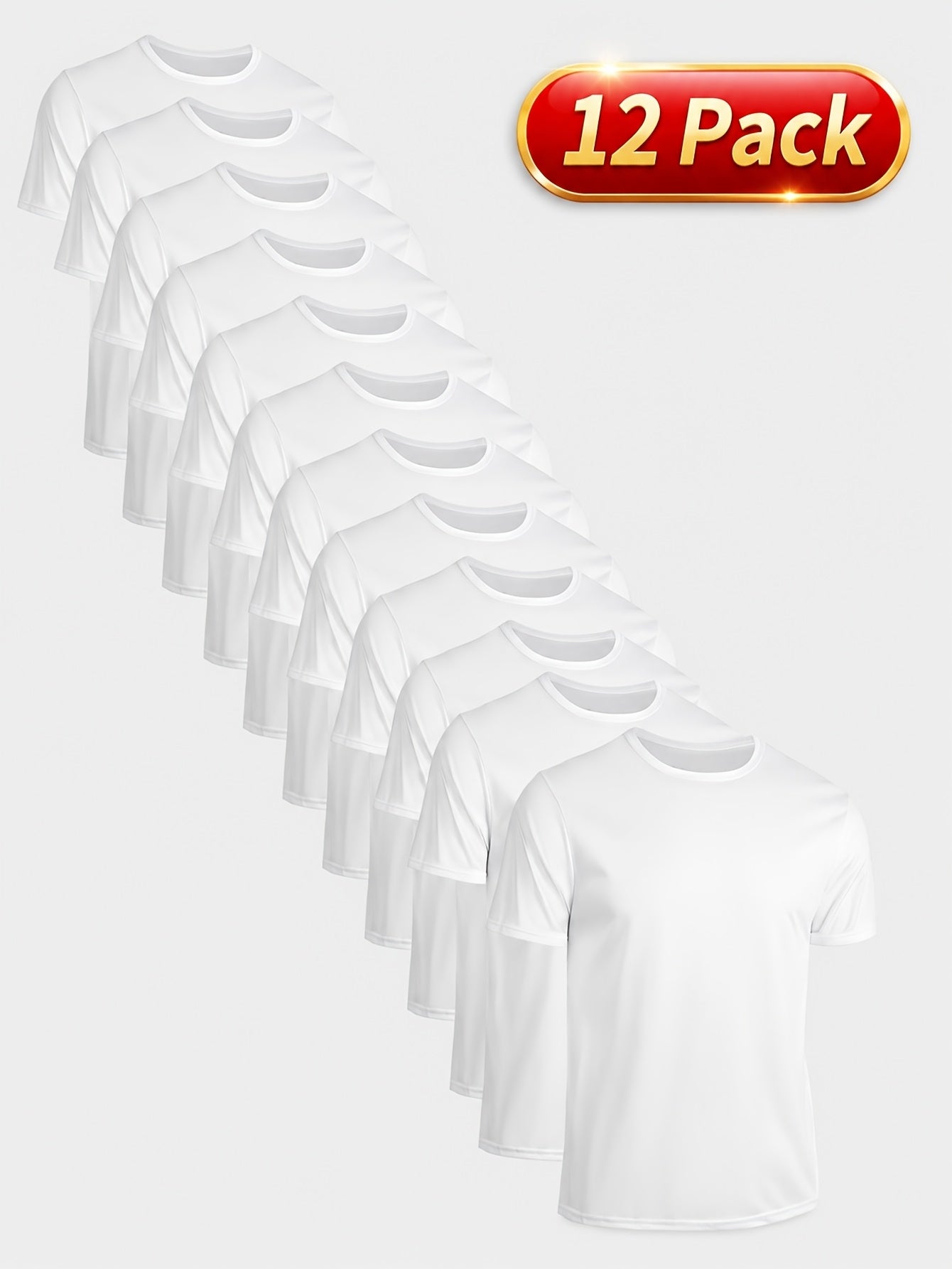 12pcs Unisex Men's And Women's Gym T Shirts, Moisture Wicking Quick Dry Short Sleeve Crew Neck Tees, Loose Fit Breathable Athletic Shirts for Workout, Training And Daily Rotation, Multi Pc Value Set, Camisetas Para Hombre