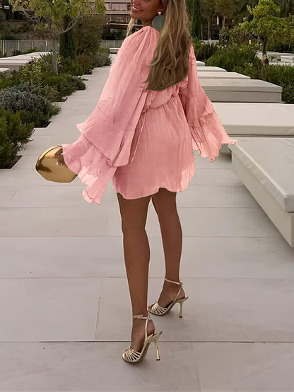 Chic Elegant Women'S Chiffon Layered Ruffle Loose Dress | Spring Summer Casual Vacation