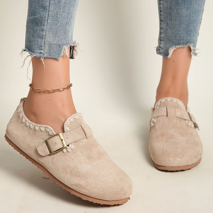 Women's Lightweight And Breathable Casual Shoes - Women's Mary Jane Flats, Retro Round-Toe Flat Shoes with Buckle Closure, Solid Color Textured PU Upper, Cushioned Insole, Rubber Sole, Comfortable Flats for Casual Semi-Formal Wear, All-Season