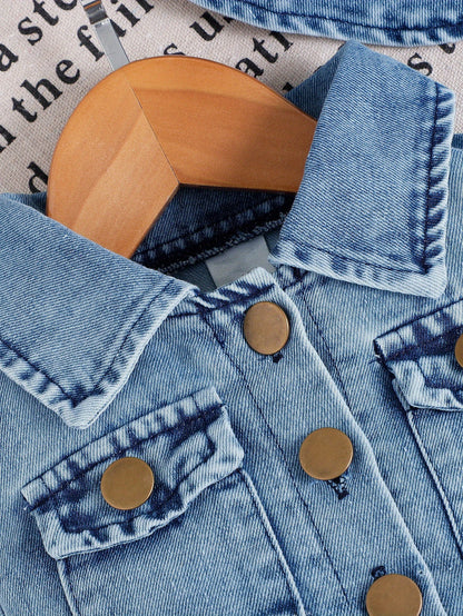 Baby Sky Blue Denim Utility Shorts - product view 12