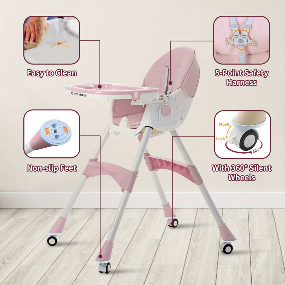 Convertible Baby High Chair - Compact Fold Adjustable