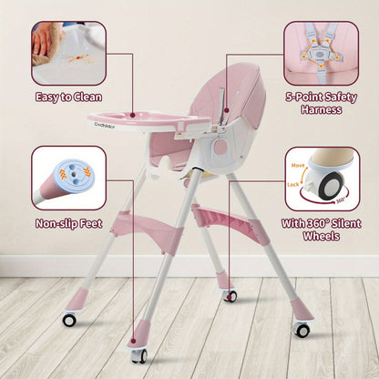 Convertible Baby High Chair - Compact Fold Adjustable