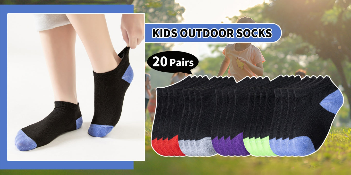 Kids' Athletic Ankle Socks - 20-Pair Pack