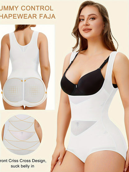 Women's Shapewear Bodysuit, Tummy Control High-Waist Panty, Butt Lifter, Underwear with Wide Straps Comfortable U-Shape Push Up Design, Breathable Body Shaper