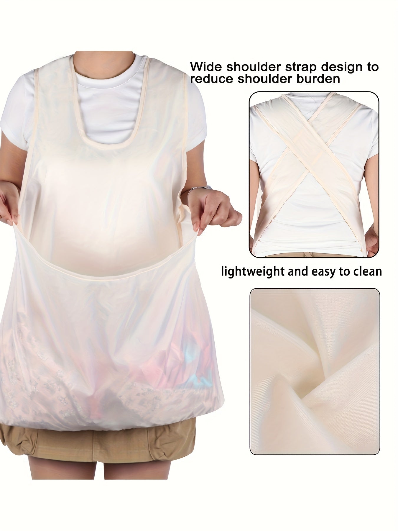 Women'S Heavy-Duty Multifunctional Portable Laundry Apron with Adjustable Cross-Back Design - No Bend-Over Drying Apron for Clothes, Fruit & Vegetable Picking, All-Season Work Apron with Pockets, Durable & Comfortable for Home, Farm, Market Use -